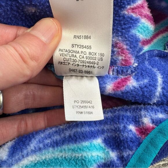 Patagonia Synchilla Snap-T Harvest Moon Blue Owl Fleece S Small Blue Pink Teal - Picture 7 of 11